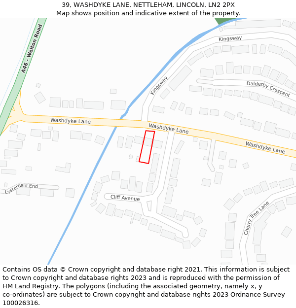 39, WASHDYKE LANE, NETTLEHAM, LINCOLN, LN2 2PX: Location map and indicative extent of plot