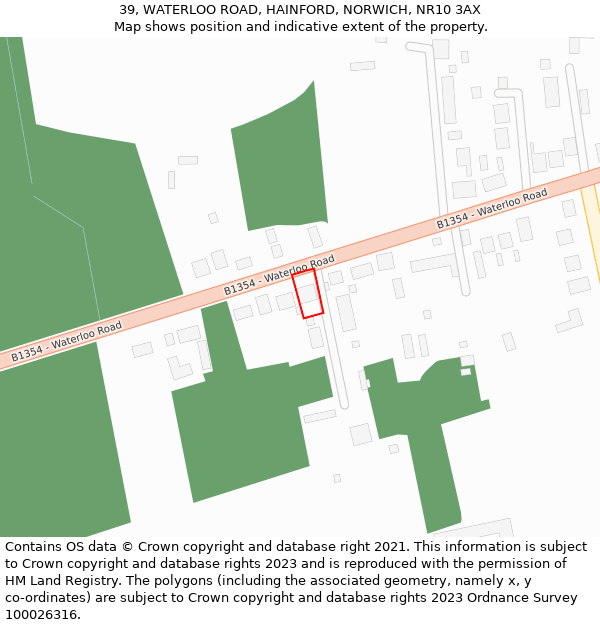 39, WATERLOO ROAD, HAINFORD, NORWICH, NR10 3AX: Location map and indicative extent of plot