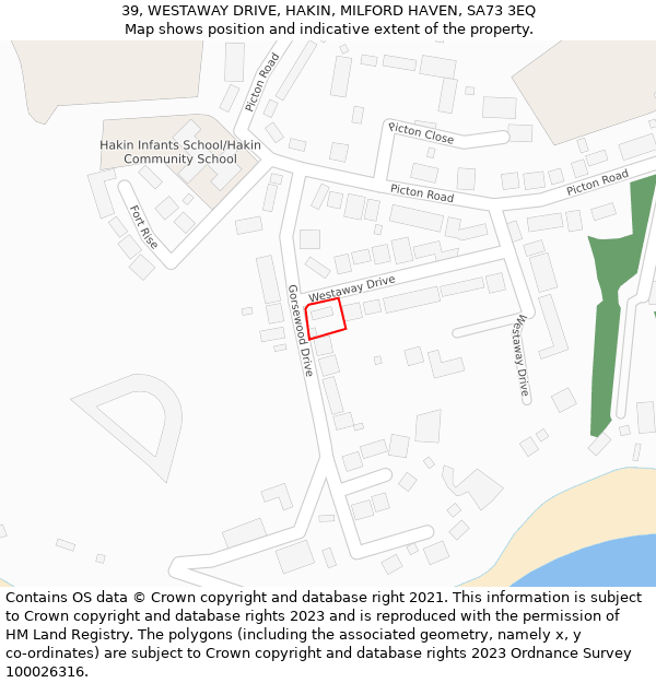 39, WESTAWAY DRIVE, HAKIN, MILFORD HAVEN, SA73 3EQ: Location map and indicative extent of plot