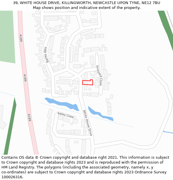 39, WHITE HOUSE DRIVE, KILLINGWORTH, NEWCASTLE UPON TYNE, NE12 7BU: Location map and indicative extent of plot
