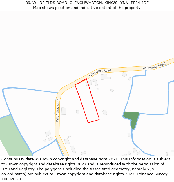 39, WILDFIELDS ROAD, CLENCHWARTON, KING'S LYNN, PE34 4DE: Location map and indicative extent of plot