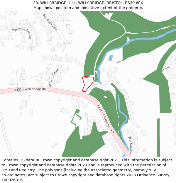 39, WILLSBRIDGE HILL, WILLSBRIDGE, BRISTOL, BS30 6EX: Location map and indicative extent of plot