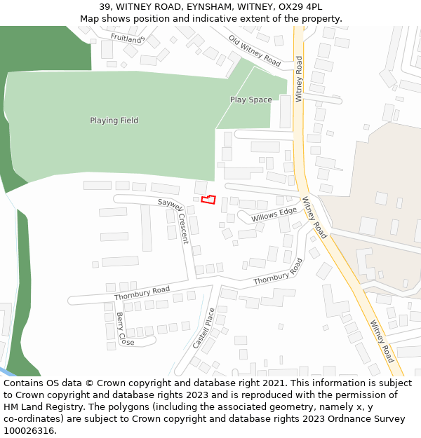 39, WITNEY ROAD, EYNSHAM, WITNEY, OX29 4PL: Location map and indicative extent of plot