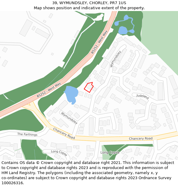 39, WYMUNDSLEY, CHORLEY, PR7 1US: Location map and indicative extent of plot