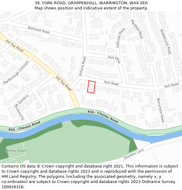 39, YORK ROAD, GRAPPENHALL, WARRINGTON, WA4 2EH: Location map and indicative extent of plot