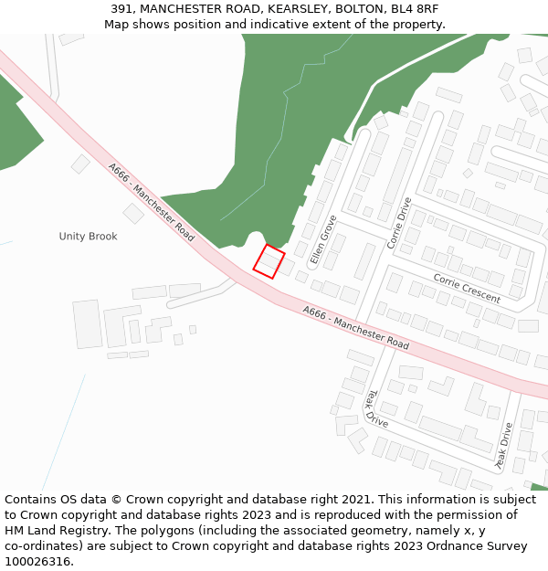 391, MANCHESTER ROAD, KEARSLEY, BOLTON, BL4 8RF: Location map and indicative extent of plot