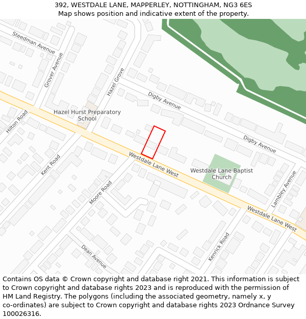 392, WESTDALE LANE, MAPPERLEY, NOTTINGHAM, NG3 6ES: Location map and indicative extent of plot