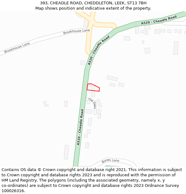 393, CHEADLE ROAD, CHEDDLETON, LEEK, ST13 7BH: Location map and indicative extent of plot