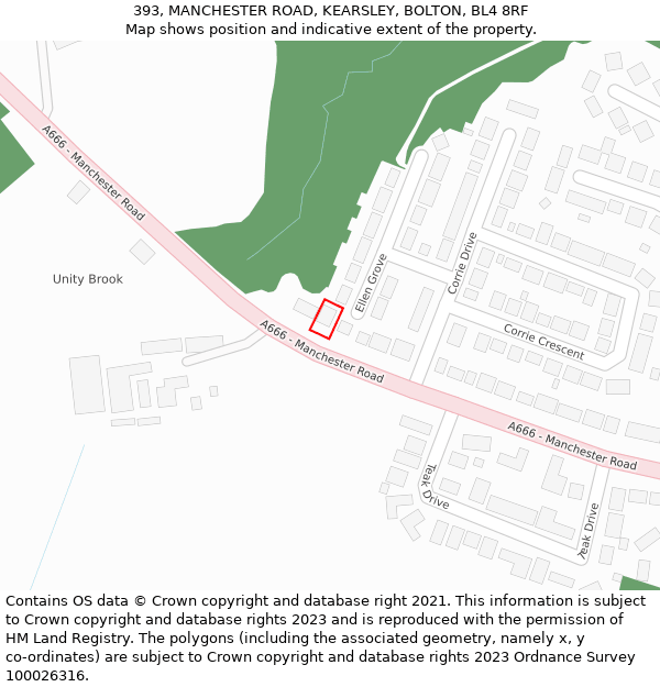393, MANCHESTER ROAD, KEARSLEY, BOLTON, BL4 8RF: Location map and indicative extent of plot