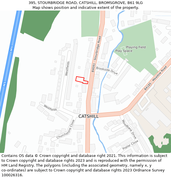 395, STOURBRIDGE ROAD, CATSHILL, BROMSGROVE, B61 9LG: Location map and indicative extent of plot