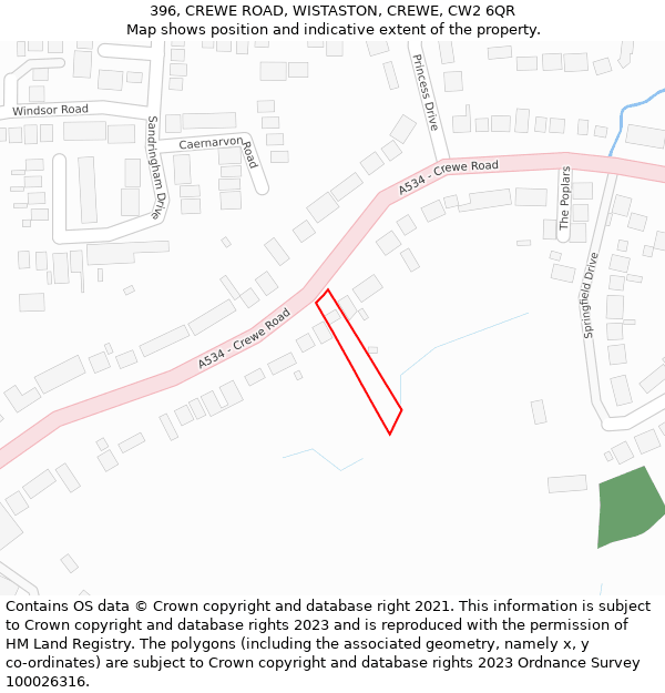 396, CREWE ROAD, WISTASTON, CREWE, CW2 6QR: Location map and indicative extent of plot