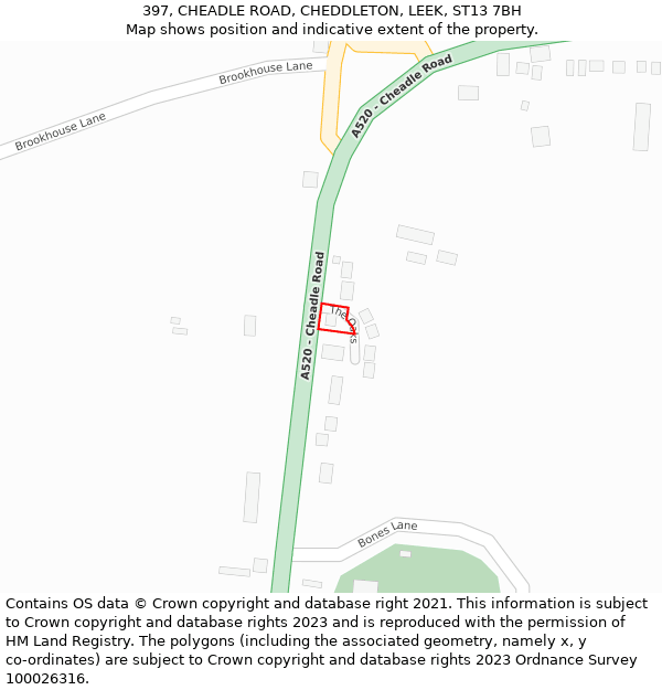 397, CHEADLE ROAD, CHEDDLETON, LEEK, ST13 7BH: Location map and indicative extent of plot