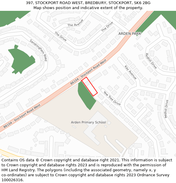 397, STOCKPORT ROAD WEST, BREDBURY, STOCKPORT, SK6 2BG: Location map and indicative extent of plot