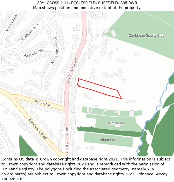 39A, CROSS HILL, ECCLESFIELD, SHEFFIELD, S35 9WR: Location map and indicative extent of plot