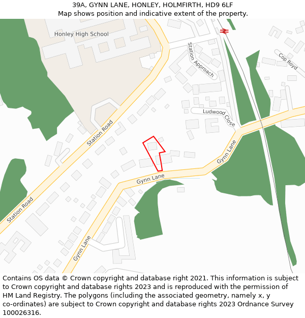 39A, GYNN LANE, HONLEY, HOLMFIRTH, HD9 6LF: Location map and indicative extent of plot