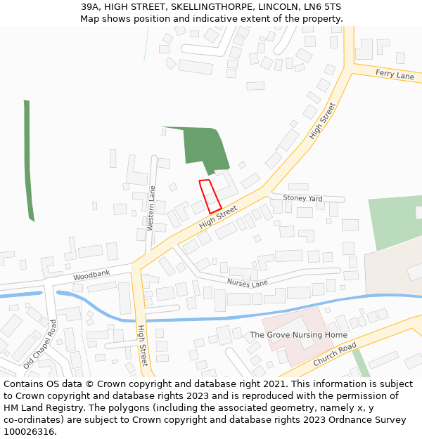 39A, HIGH STREET, SKELLINGTHORPE, LINCOLN, LN6 5TS: Location map and indicative extent of plot