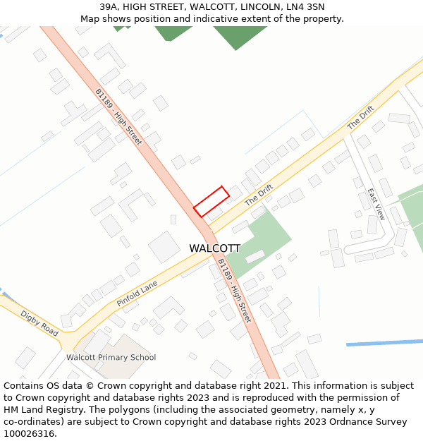 39A, HIGH STREET, WALCOTT, LINCOLN, LN4 3SN: Location map and indicative extent of plot