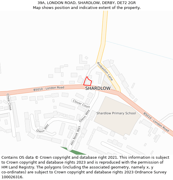 39A, LONDON ROAD, SHARDLOW, DERBY, DE72 2GR: Location map and indicative extent of plot