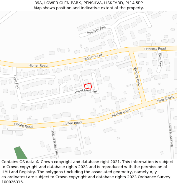 39A, LOWER GLEN PARK, PENSILVA, LISKEARD, PL14 5PP: Location map and indicative extent of plot