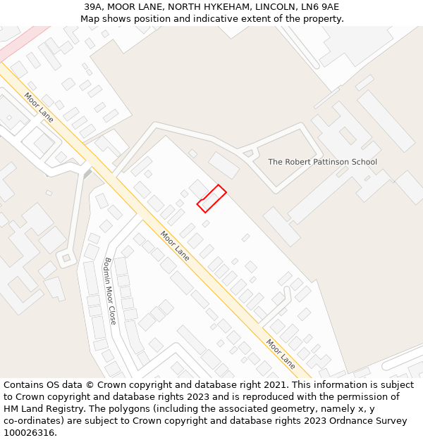 39A, MOOR LANE, NORTH HYKEHAM, LINCOLN, LN6 9AE: Location map and indicative extent of plot