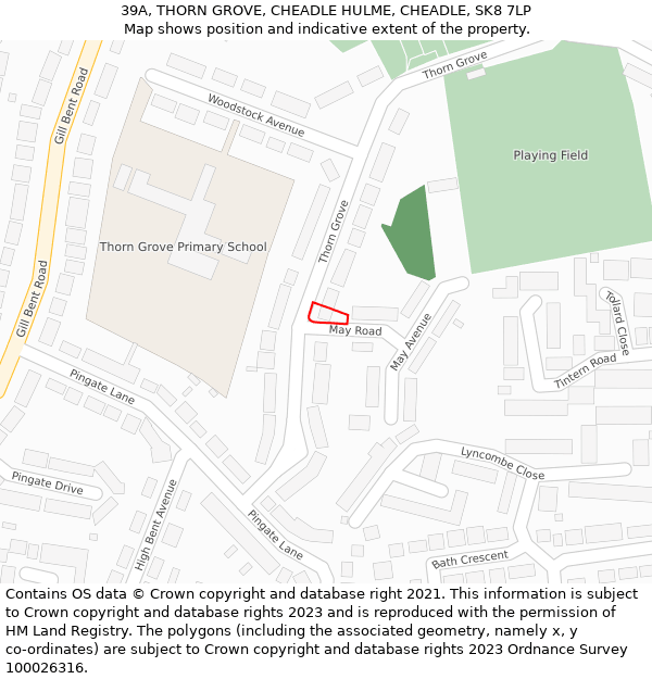 39A, THORN GROVE, CHEADLE HULME, CHEADLE, SK8 7LP: Location map and indicative extent of plot