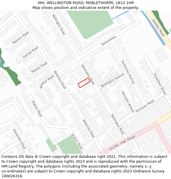 39A, WELLINGTON ROAD, MABLETHORPE, LN12 1HR: Location map and indicative extent of plot