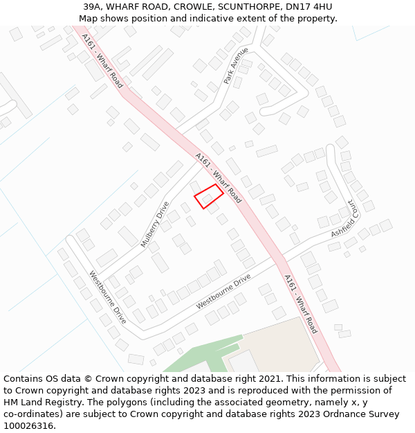 39A, WHARF ROAD, CROWLE, SCUNTHORPE, DN17 4HU: Location map and indicative extent of plot
