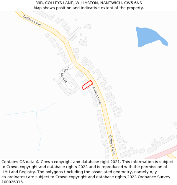 39B, COLLEYS LANE, WILLASTON, NANTWICH, CW5 6NS: Location map and indicative extent of plot