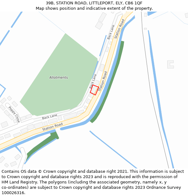 39B, STATION ROAD, LITTLEPORT, ELY, CB6 1QF: Location map and indicative extent of plot