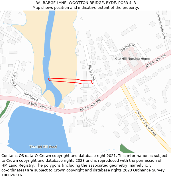 3A, BARGE LANE, WOOTTON BRIDGE, RYDE, PO33 4LB: Location map and indicative extent of plot