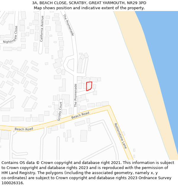 3A, BEACH CLOSE, SCRATBY, GREAT YARMOUTH, NR29 3PD: Location map and indicative extent of plot