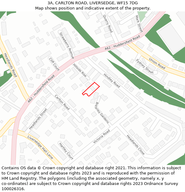 3A, CARLTON ROAD, LIVERSEDGE, WF15 7DG: Location map and indicative extent of plot