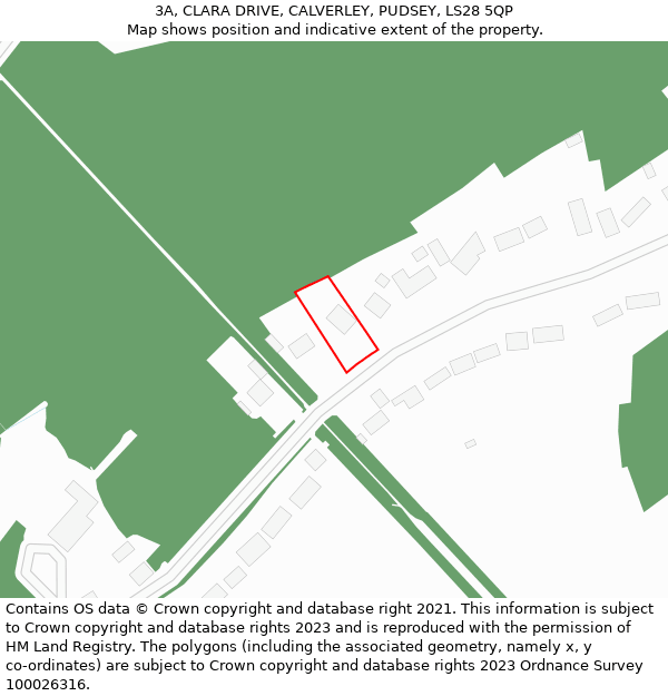 3A, CLARA DRIVE, CALVERLEY, PUDSEY, LS28 5QP: Location map and indicative extent of plot
