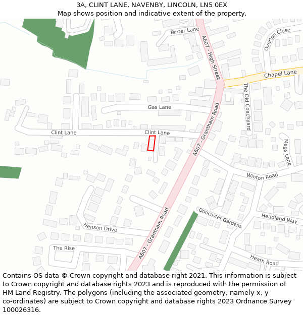 3A, CLINT LANE, NAVENBY, LINCOLN, LN5 0EX: Location map and indicative extent of plot