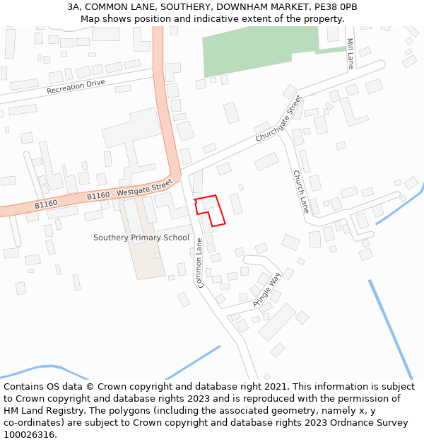 3A, COMMON LANE, SOUTHERY, DOWNHAM MARKET, PE38 0PB: Location map and indicative extent of plot