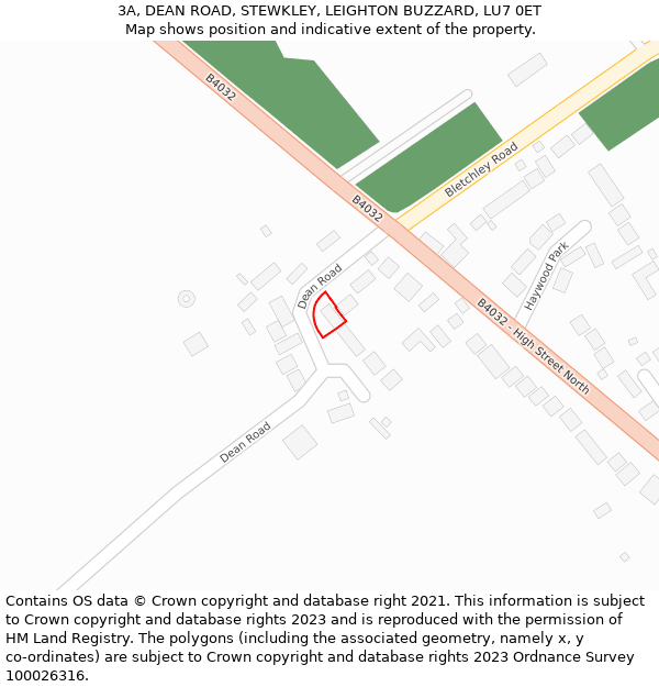 3A, DEAN ROAD, STEWKLEY, LEIGHTON BUZZARD, LU7 0ET: Location map and indicative extent of plot