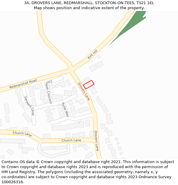 3A, DROVERS LANE, REDMARSHALL, STOCKTON-ON-TEES, TS21 1EL: Location map and indicative extent of plot