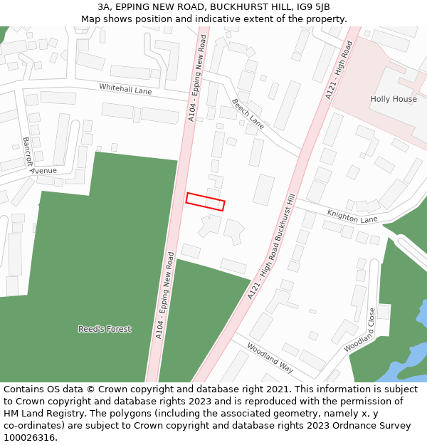 3A, EPPING NEW ROAD, BUCKHURST HILL, IG9 5JB: Location map and indicative extent of plot