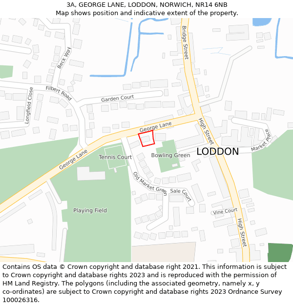 3A, GEORGE LANE, LODDON, NORWICH, NR14 6NB: Location map and indicative extent of plot