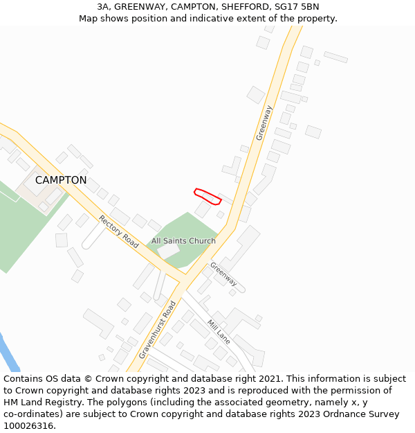 3A, GREENWAY, CAMPTON, SHEFFORD, SG17 5BN: Location map and indicative extent of plot