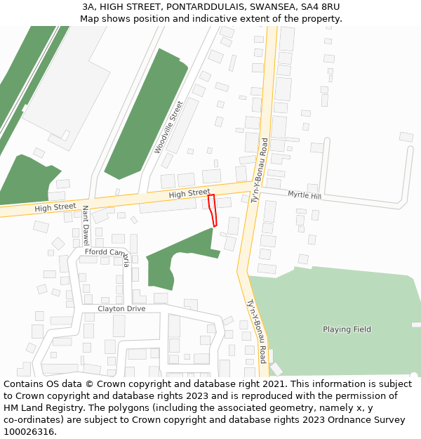 3A, HIGH STREET, PONTARDDULAIS, SWANSEA, SA4 8RU: Location map and indicative extent of plot