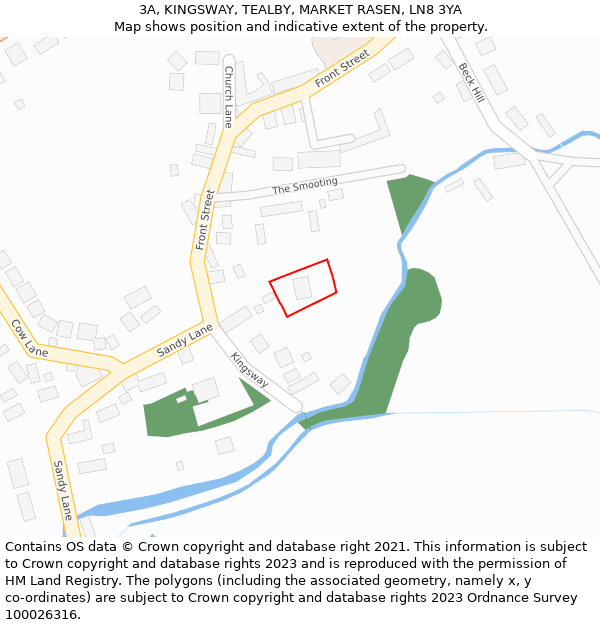 3A, KINGSWAY, TEALBY, MARKET RASEN, LN8 3YA: Location map and indicative extent of plot