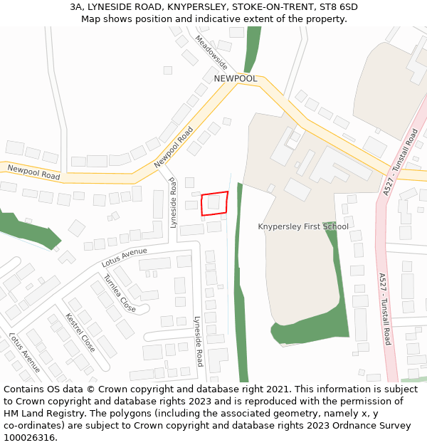 3A, LYNESIDE ROAD, KNYPERSLEY, STOKE-ON-TRENT, ST8 6SD: Location map and indicative extent of plot