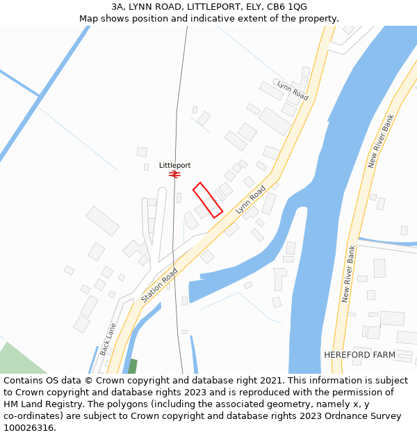 3A, LYNN ROAD, LITTLEPORT, ELY, CB6 1QG: Location map and indicative extent of plot