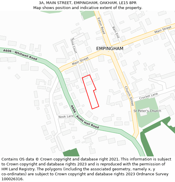 3A, MAIN STREET, EMPINGHAM, OAKHAM, LE15 8PR: Location map and indicative extent of plot