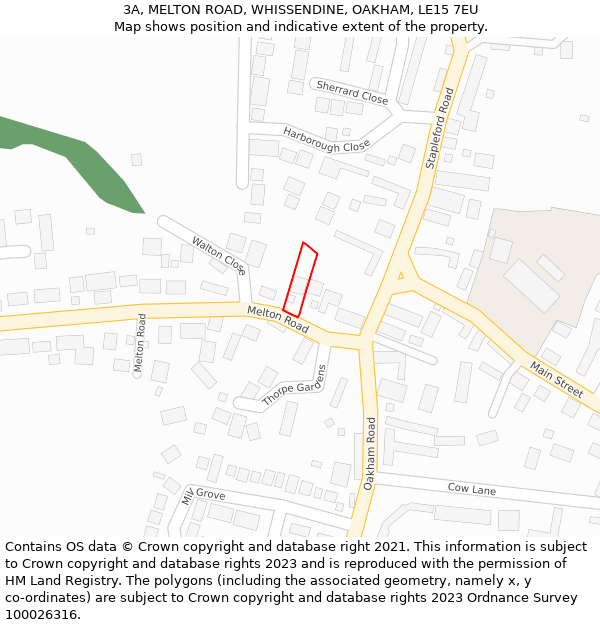 3A, MELTON ROAD, WHISSENDINE, OAKHAM, LE15 7EU: Location map and indicative extent of plot