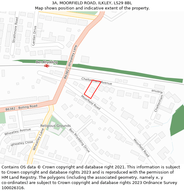 3A, MOORFIELD ROAD, ILKLEY, LS29 8BL: Location map and indicative extent of plot