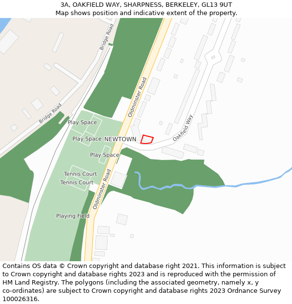 3A, OAKFIELD WAY, SHARPNESS, BERKELEY, GL13 9UT: Location map and indicative extent of plot