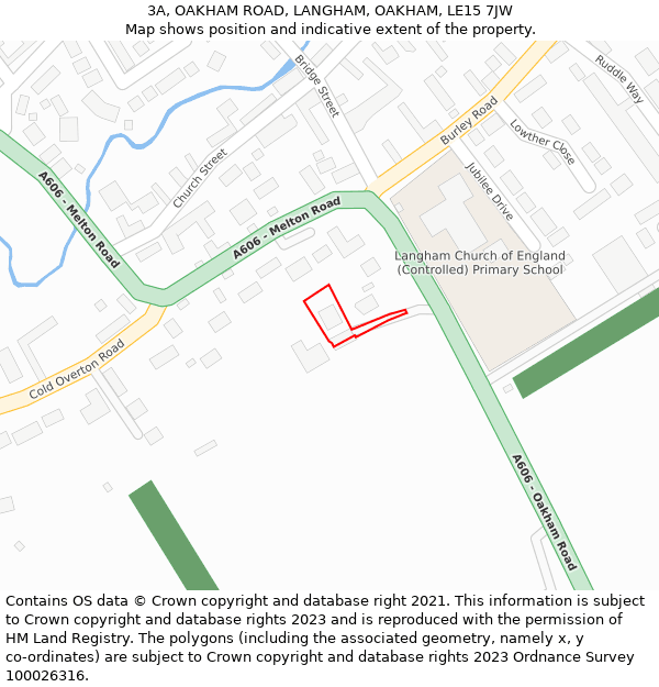 3A, OAKHAM ROAD, LANGHAM, OAKHAM, LE15 7JW: Location map and indicative extent of plot