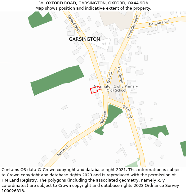 3A, OXFORD ROAD, GARSINGTON, OXFORD, OX44 9DA: Location map and indicative extent of plot